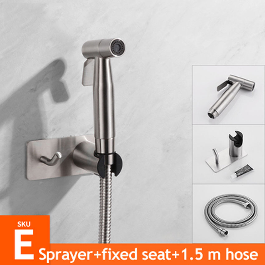 Ecofresh Handheld Toilet bidet sprayer set Kit Stainless Steel Hand Bidet faucet for Bathroom hand sprayer paper roll holder: E