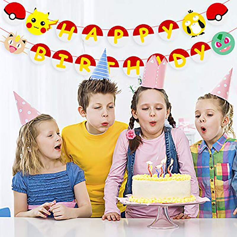 Cartoon Happy Birthday Banner Birthday Party Supplies Video Parties Banner Themed Party Favors Wall Decorations for Children