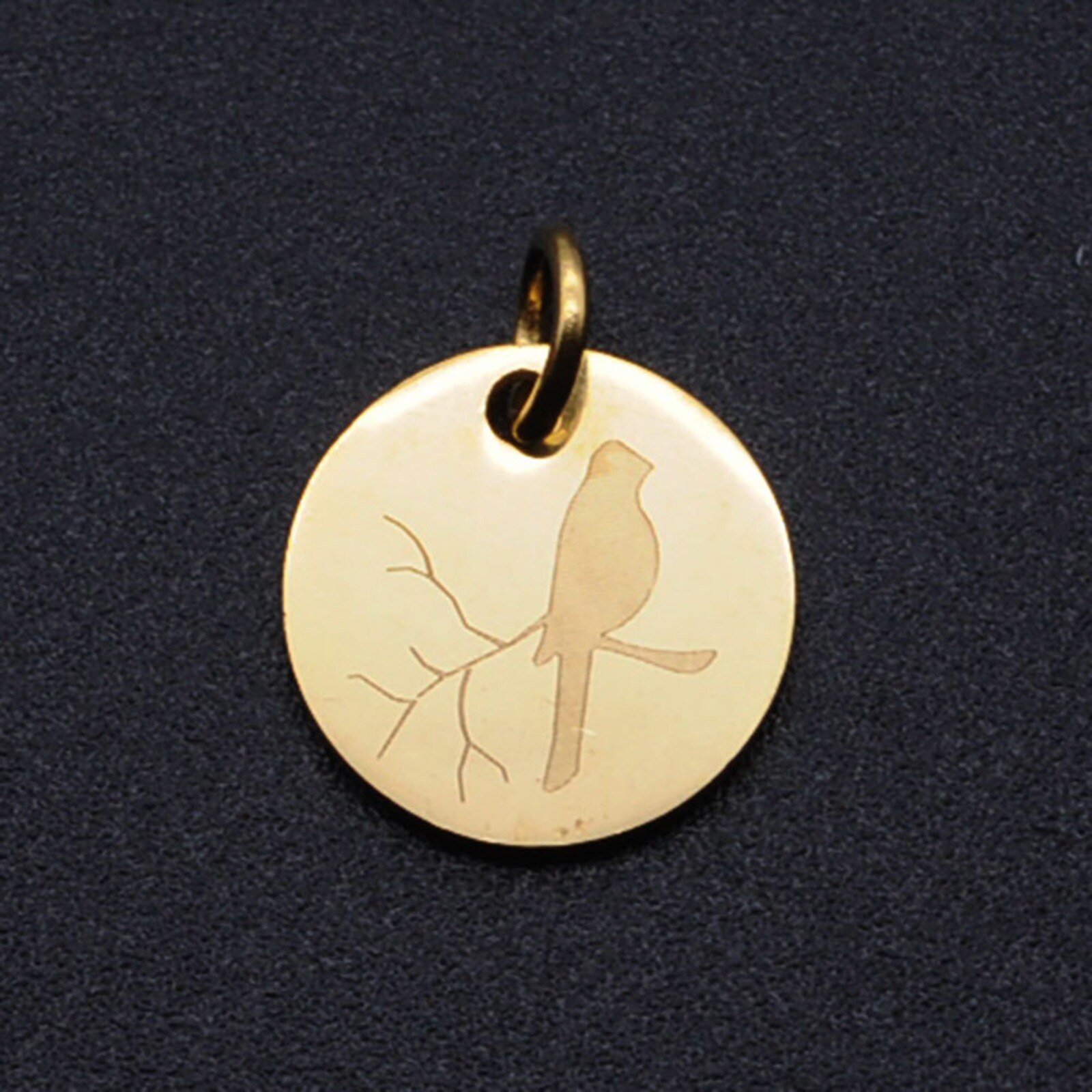 Breloques rondes multicolores en acier inoxydable 304, pendentifs métalliques à motif d'oiseau, fabrication de colliers et de Bracelets, bijoux 16mm x 12mm,2 pièces: Gold Color