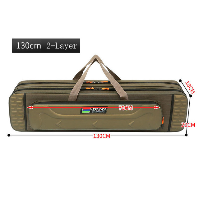 125cm 130cm 4 Layer Waterproof Fishing Rod Bag Thickening Oxford Fishing Pole Reel Tool Storage Case Tackle Gear Travel Organize: 2 Layer 130cm