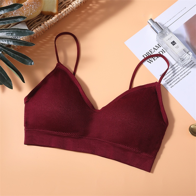 CMENIN Tube Top Cropped Ladies Strapless Tops Ladies Inner Underwear Sexy Solid 7 Colors Cotton Female Underwear B0076: Red