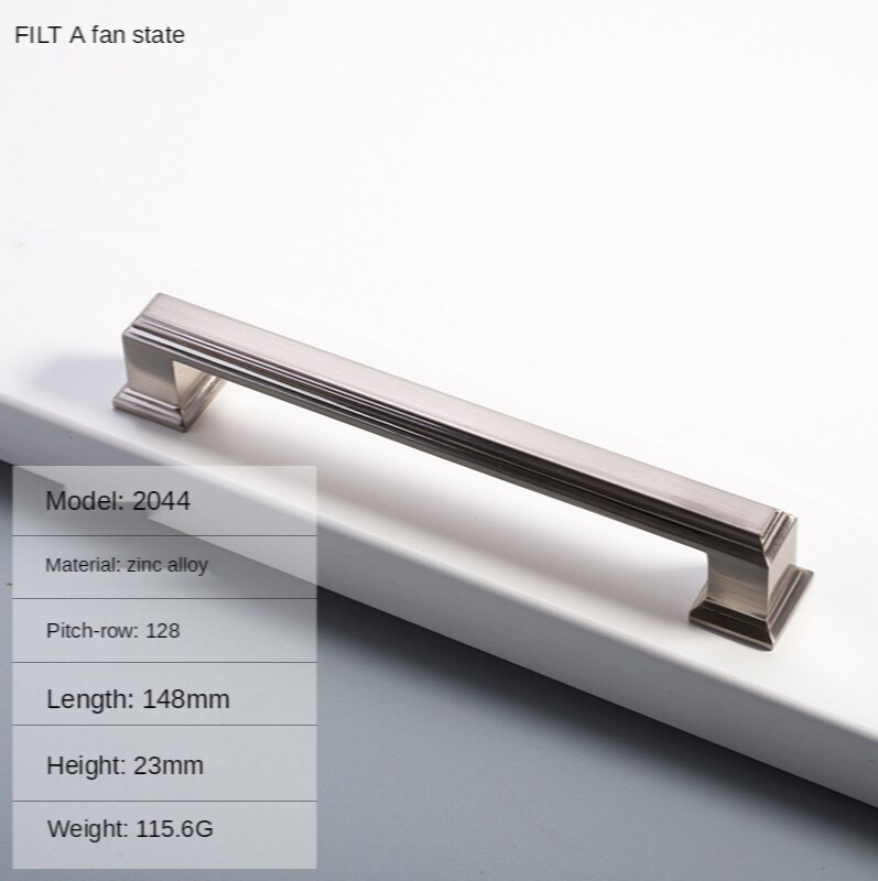 Cabinet Handles Modern Cabinet Handle Square Furniture Hardware Stainless Steel Kitchen Door Knob Cupboard Wardrobe Drawer Pulls: 128-Bright nickel