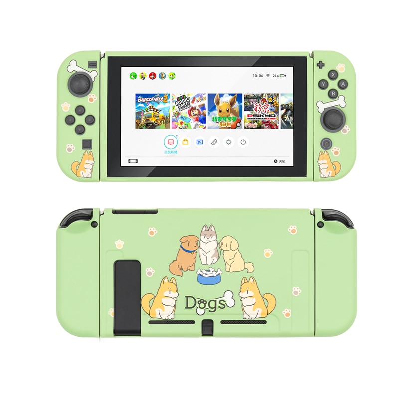 Geekshare Nintendo Switch Green Honden Bone Feest Cartoon Fairy League Hard Cover Girp Shell Voor Nintendo Switch