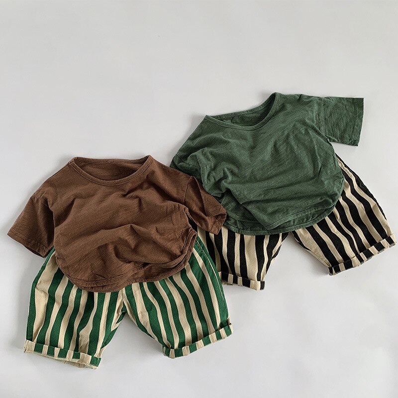Kid Boy personalità strisce irregolari pantaloni al polpaccio Cute Baby Girl Fashion pantaloni in cotone sottile traspirante