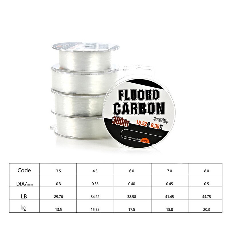 Rivestimento fluorocarbon Linea di Pesca super forte linea di Pesca di nylon Linea di Pesca carpa pesca Linee Morbide 300M 0.30-0.50mm 30-45LB inverno di pesce