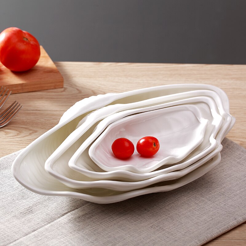 Musling ren hvid keramisk snack plade bøf fad kro servise uregelmæssig pasta fad servise dessert tallerken