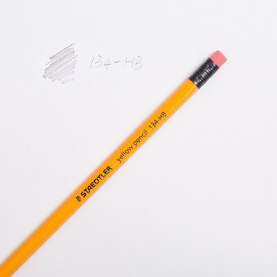 12Pcs Staedtler yellow pencil 134 wooden pencil HB 2B With rubber head Office and School Supplies: HB 12Pcs