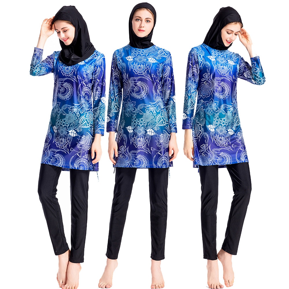 Muslim Swimsuits for Women - Hijab Swimwear Girls Modest Islamic Burkini Flora Printed Arab Women's Swimwear For Women