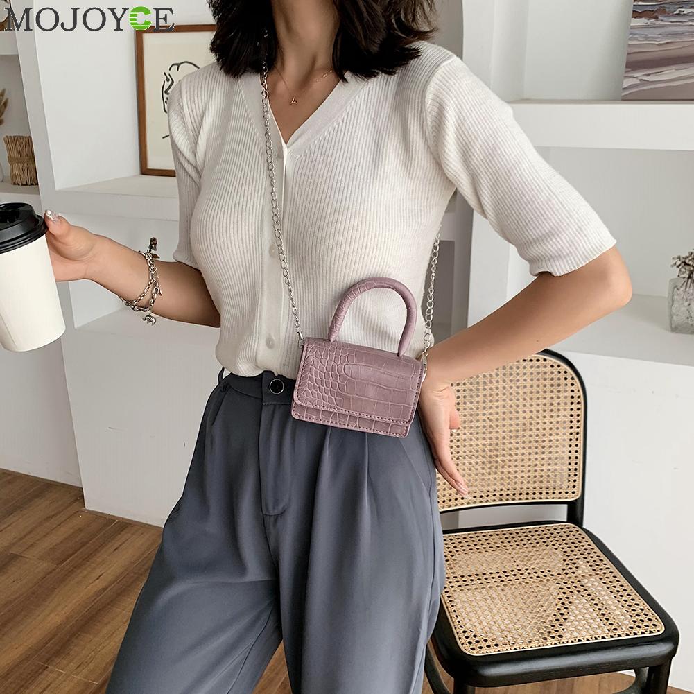 Mini Square Shoulder Bag PU Leather Women Chain Crossbody Stone Pattern Shoulder Bag Chain Handbag