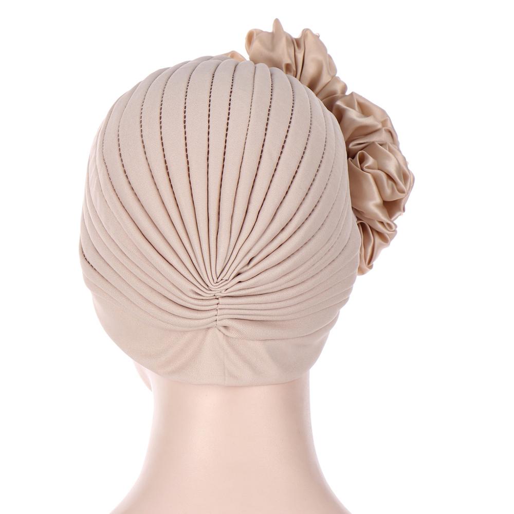 Grote Bloemen Tulbanden Voor Vrouwen Stretchy Hoofddoek Motorkap Moslim Head Wrap Cap Dames Beanie Hoed Haaraccessoires Chemo Caps