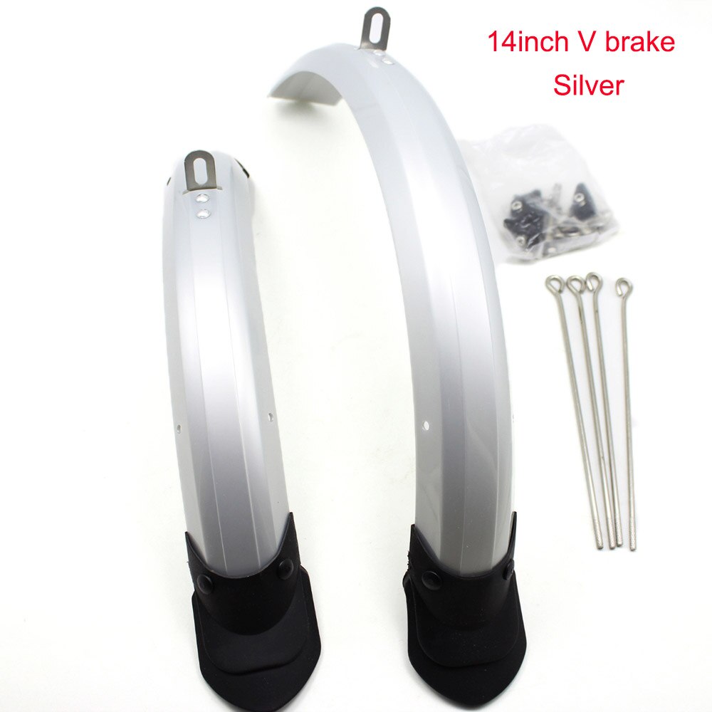 Guardabarros de bicicleta plegable BMX, guardabarros delantero y trasero, accesorios para bicicleta, 16, 20 y 14 pulgadas: 14  V brake silver