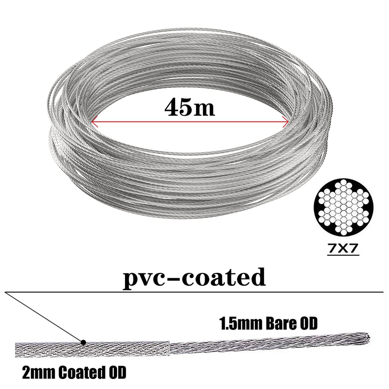 45M PVC Coated Wire Trellis Kit/Fence Wire Tensioner/Catenary Wire Kit/Plant Training Wire Kits/Wire Trellis Kit