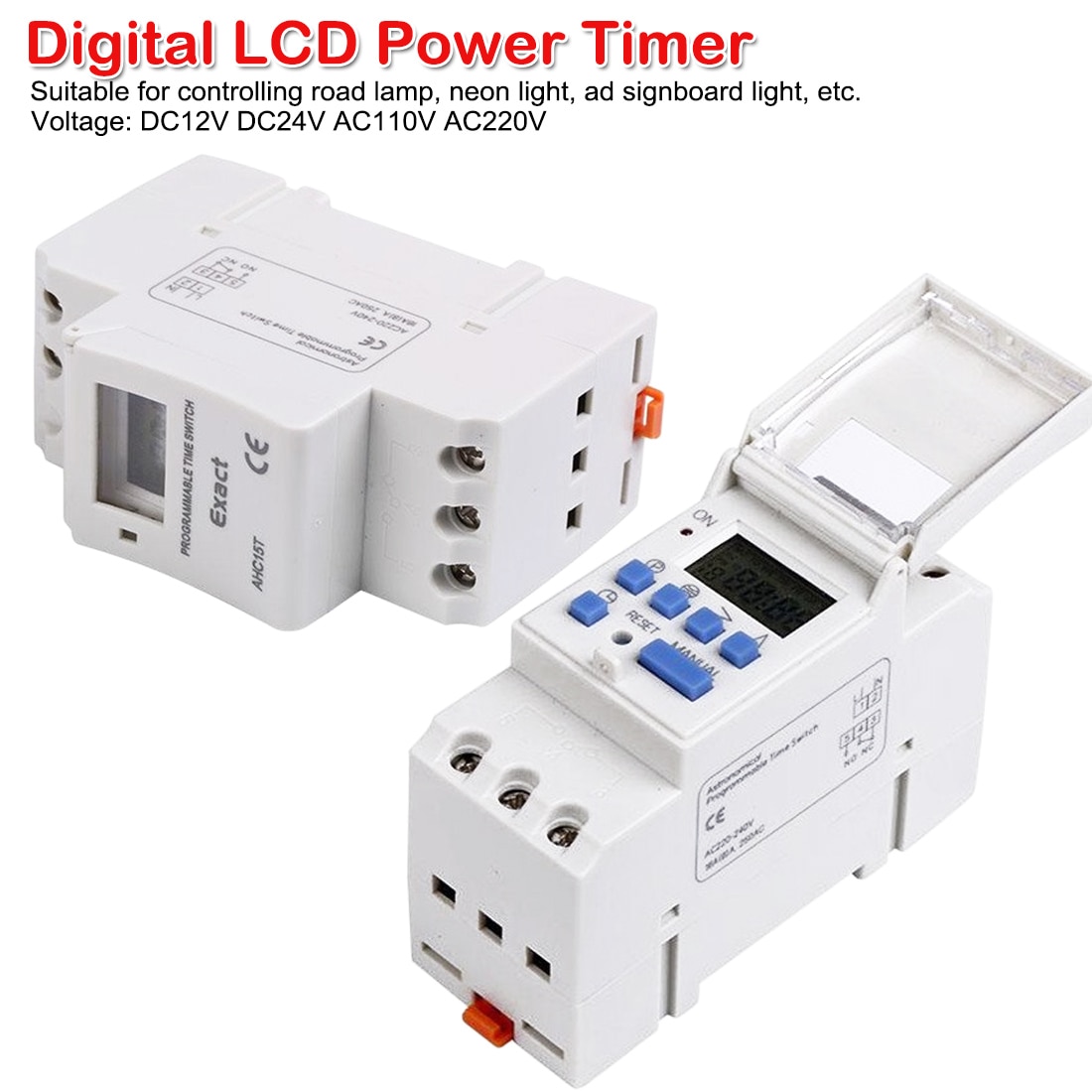 Timer switch 7 dagar skena digital veckoprogrammerbar elektronisk mikrodator tid switch 220v 110v 30a 12v ringrelä