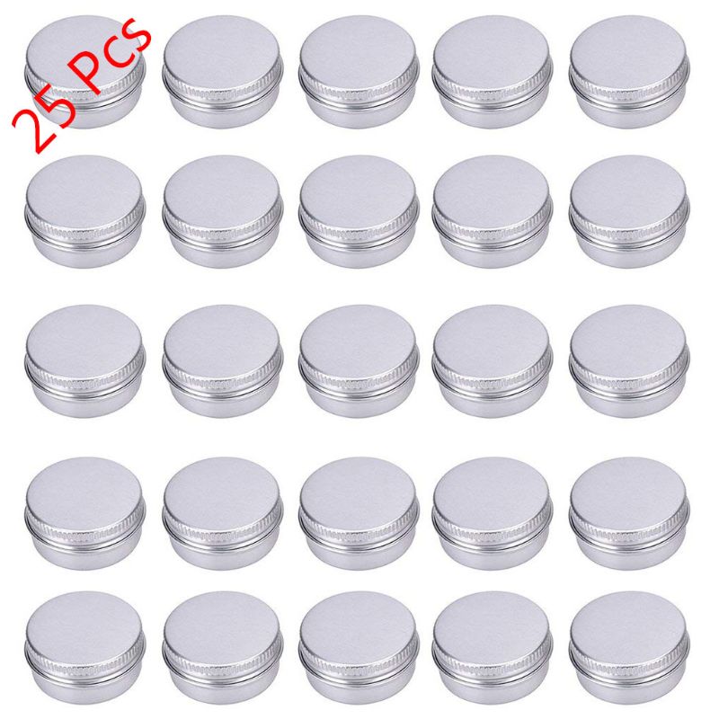 25-Pack 15ml 38x20x0.3cm / 15x7.8x0.1in Aluminum Tin Cans Screw Top Empty Container Cans with Screw Lid