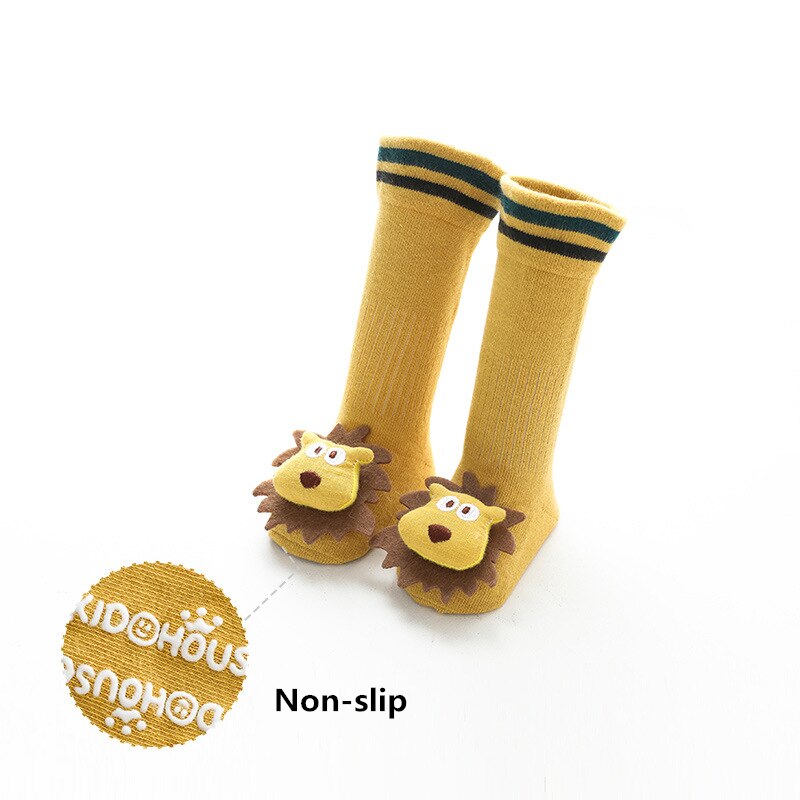 Herfst Winter Baby Jongens Meisjes Sokken Katoen Rubberen Anti-Slip Vloer Sokken Baby Kids Kniekousen Baby Warm thuis Schoenen: YELLOW / 6-12 months