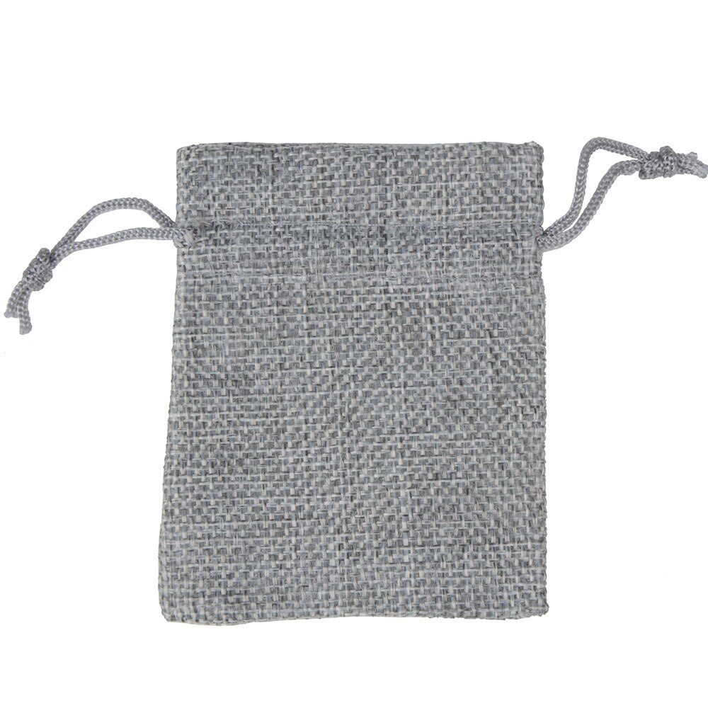 Sac en lin et lin 7x9 cm, 25 pièces, pochette à cordon emballage de bijoux, pochette de mariage: grey