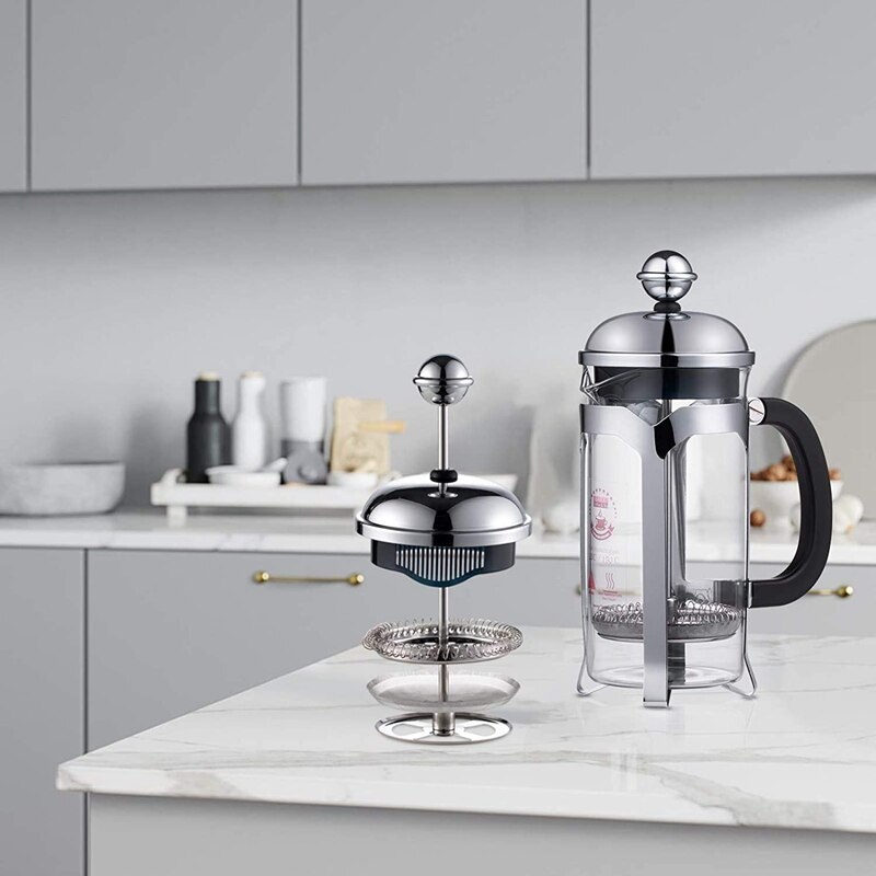 French Press Coffee Maker,Press System,Heat Resistant Thickened Borosilicate Glass,Durable Easy Clean