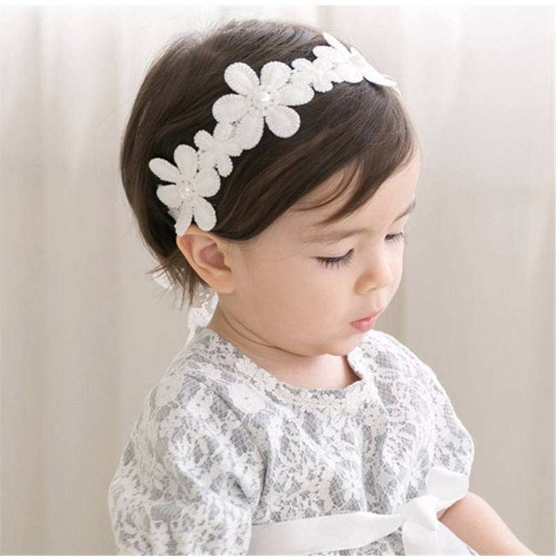 YUXIC Koreanische Stil Blume Baby Mädchen Stirnbänder Glitter Spitze Perlen Neugeborenen Geburtstag Party Stirnbänder Schöne Mädchen Headwear