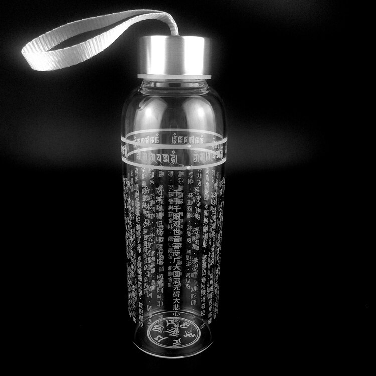 Glass Portable Water Bottle Running Travel Simple Botellas De Plastico Para Jugo Buddha Glass Portable Water Bottle FF70P: Default Title