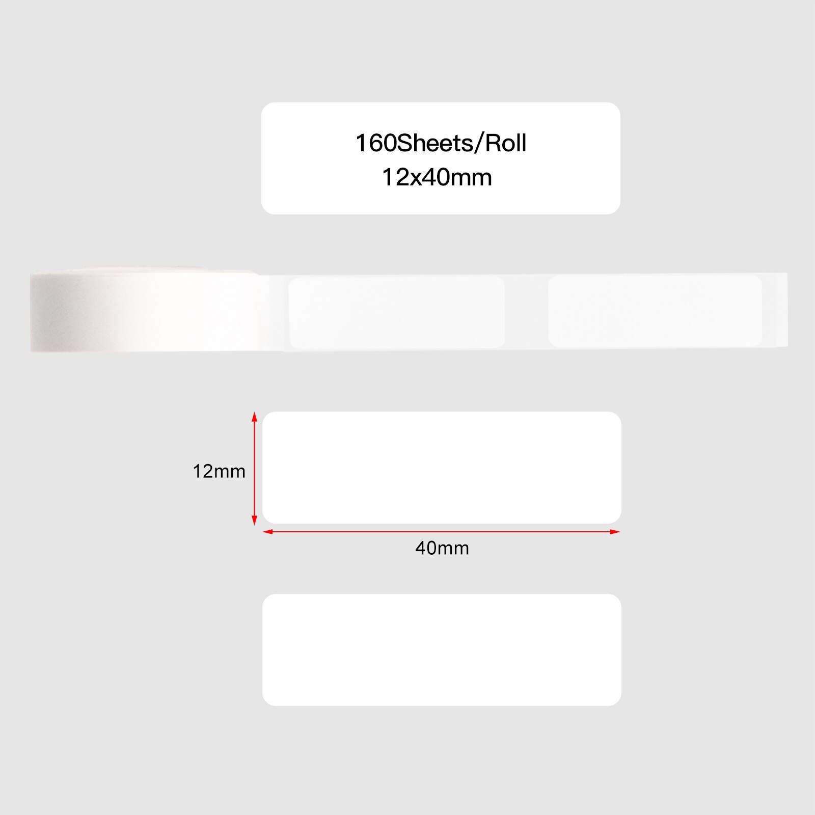 Aibecy Blank Label Paper Self-Adhesive Thermal Paper Roll 15*50mm 130sheets/roll Compatible with Phomemo D30 Thermal Printer: 12x40mm-160 sheets