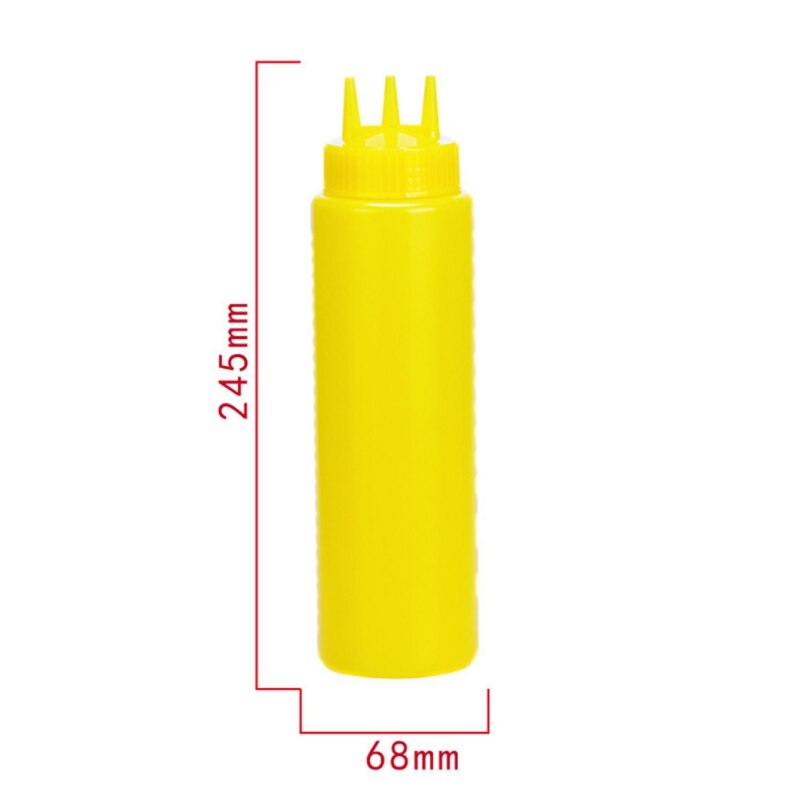 Plastic Sauce Squeeze Bottle With Three Holes Household Kitchen Tool Yellow White Red: LY