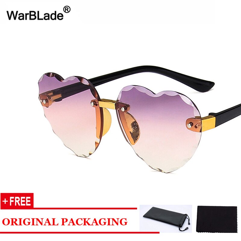 Warblade hjerte kantløse låve solbriller kjærlighet form låve solbriller takrenne jenter reise  uv400 briller oculos de sol: Lilla