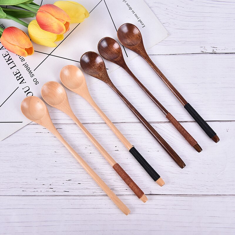 WeddHuis 4 Pieces Handmade Wooden Spoon, Honey Spoon, Small, Natural
