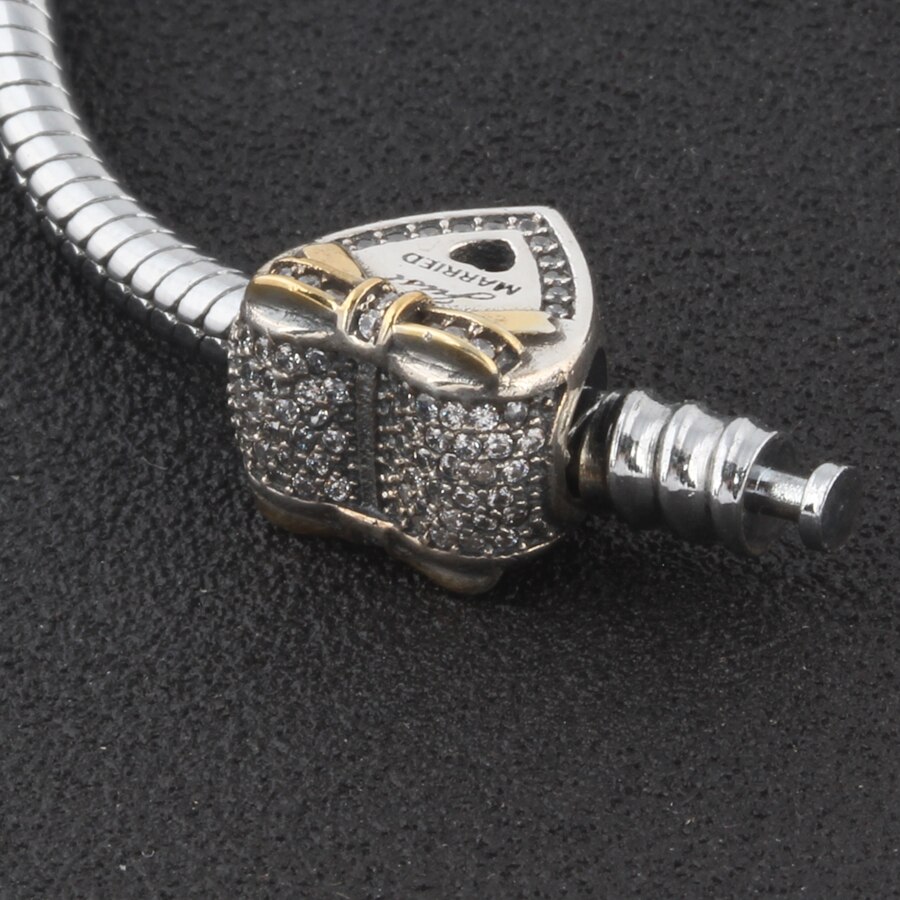 ZMZY Original 925 Sterling Silber Reize CZ Liebe Herz Bogen Verheiratet Perlen Passt Schlange Charme Armbinde DIY Machen Frauen Schmuck