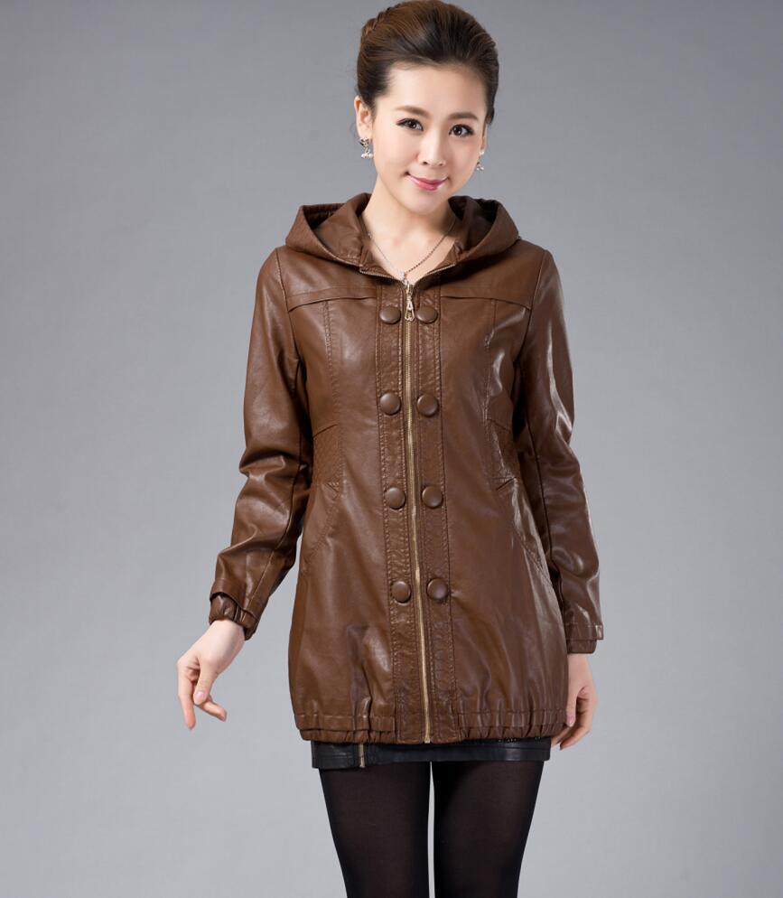 Veste longue en cuir pour femmes, manteau en cuir – Grandado