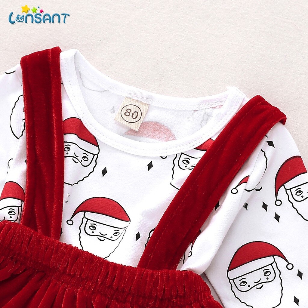 Lonsant Peuter Kid Meisjes Kerst Kleding Set Lange Mouwen Tops + Rokken O Hals Gedrukt Herfst Lente Kid Kostuums N30