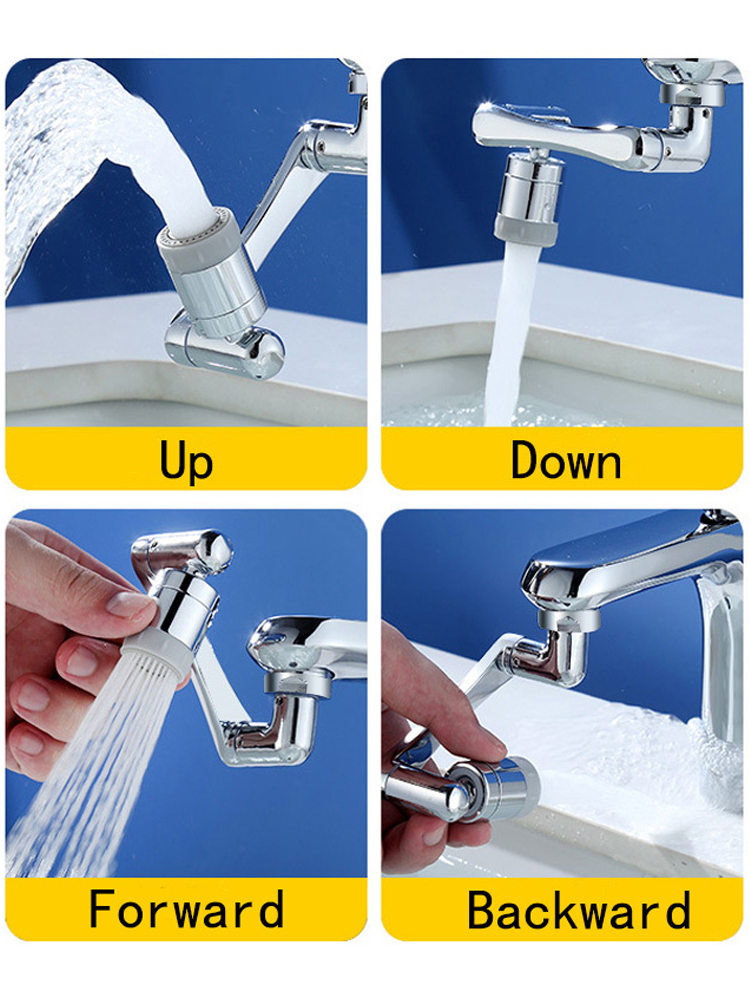 Edelstahl Universal 1440 ° drehbar Roboterarm drehbar Verlängerung Wasserhahn Belüfter Küchen spüle Wasserhahn Extender 2 Wasser durchfluss modus