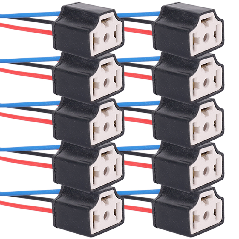 Enchufe de cerámica LED H4, repuesto de faro de coche, reparación de soporte de bombilla, enchufe de conector, enchufe de cable de bombilla H4 automático, 20/2 Uds.: Azul