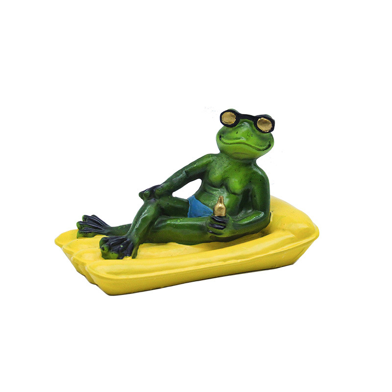 Statue de radeau flottant en résine de bambou, Statue de grenouille, Sculpture de canard, décoration d&#39;étang de jardin, maison, ornement de bureau: 2