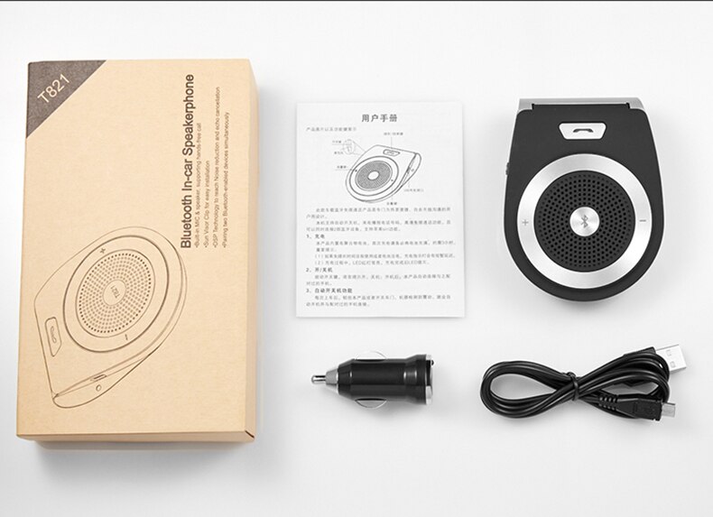 Enceinte de voiture Bluetooth T821, haut-parleur spécialement pour une conduite sûre, facile à appeler et à répondre aux appels, écouter de la musique,