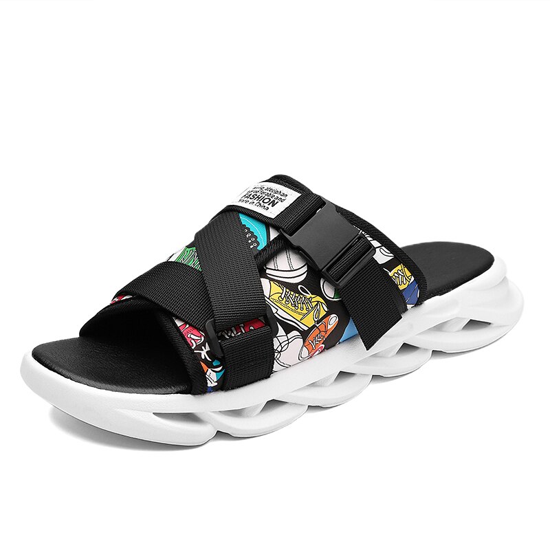 Summer Slippers Men Home Indoor Slides for Men's Shoes Comfort Flat Sole Non-slip Flip-flops Trend Beach Shoes Sport Slippers: Blue / 43