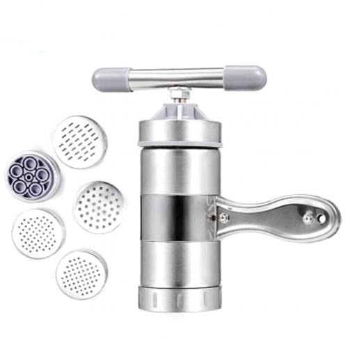 Prensa Manual de acero inoxidable para hacer fideos, máquina para hacer Pasta, cortador de manivela, exprimidor de frutas, utensilios de cocina para hacer espagueti: 5 Moulds
