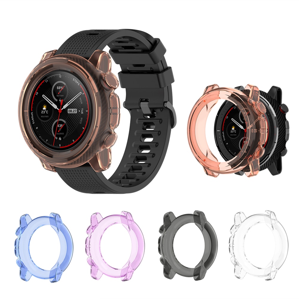 Caja de reloj inteligente para Huami Amazfit Stratos 3, funda protectora de TPU blanda para Xiaomi Amazfit Stratos 3, marco Protector de silicona