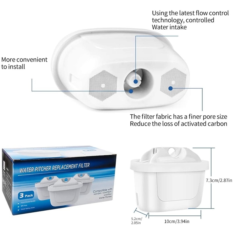 Filter Cartridge for Water Filter Cartridge for Brita Style,Brita Fun,Mavea Elemaris XL, Merella Cool, Anna Duomax 9Pack
