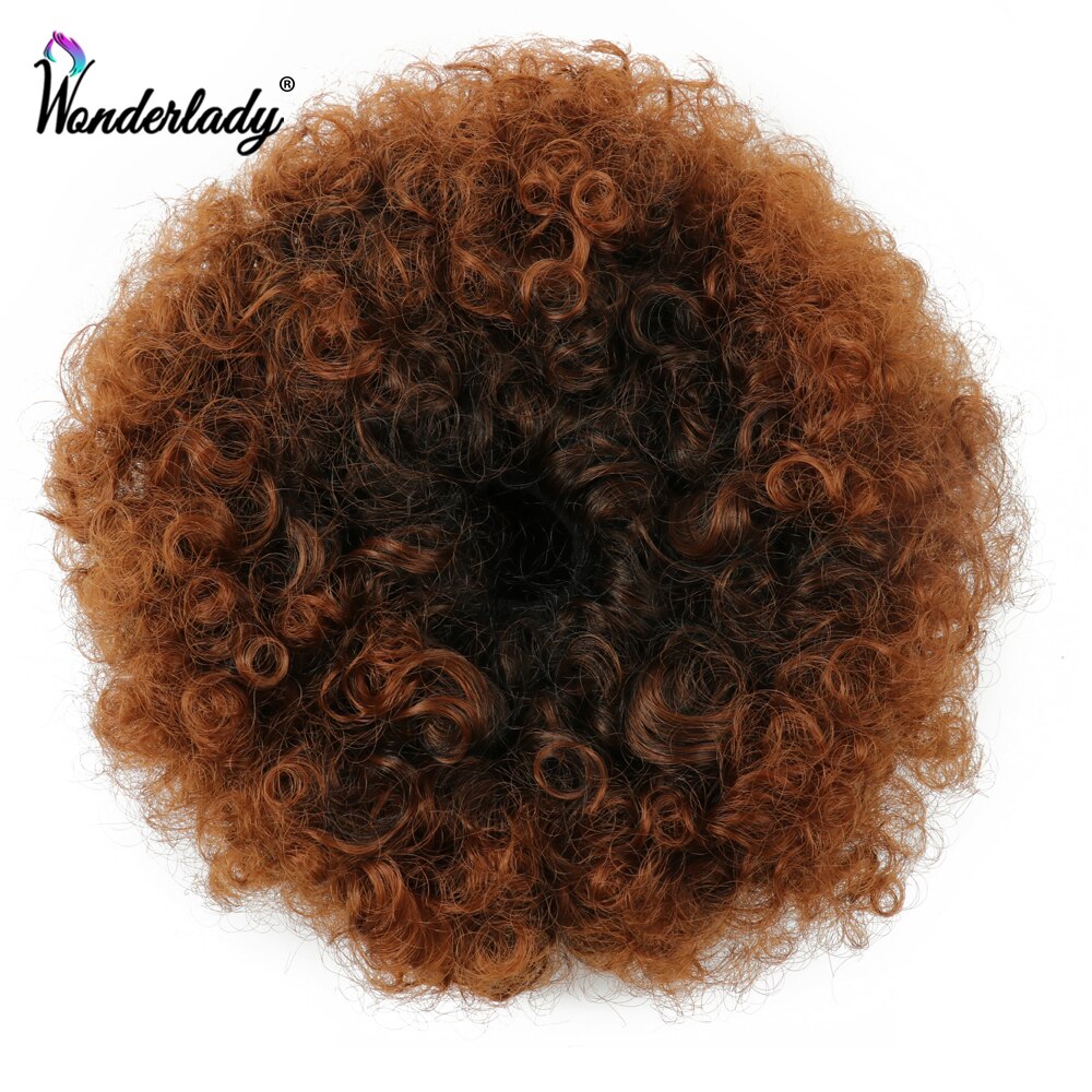 WonderLady Ombre Afro Ponytail Synthetic Puff Curly Chignon Drawstring Ponytail Hairpiece Hair Bun Extension Updo Short Large