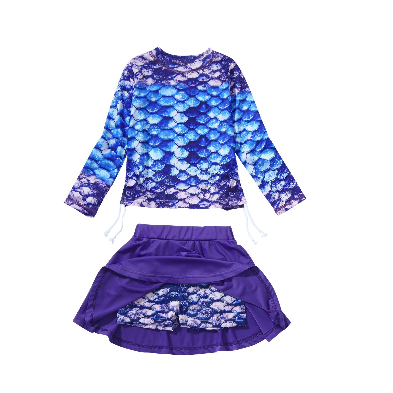 Kids swimwear two piece children swimsuit girls mermaid bathing suit cute bikinis long sleeve baby swimming clothing set