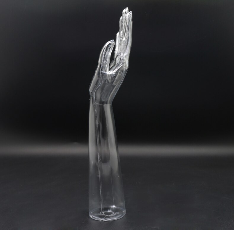Nuovo 1 coppia Femminile Trasparente manichino Mano base di Visualizzazione Delle Donne Guanti Anello dell'orecchino della collana Dei Monili Modello Del Basamento