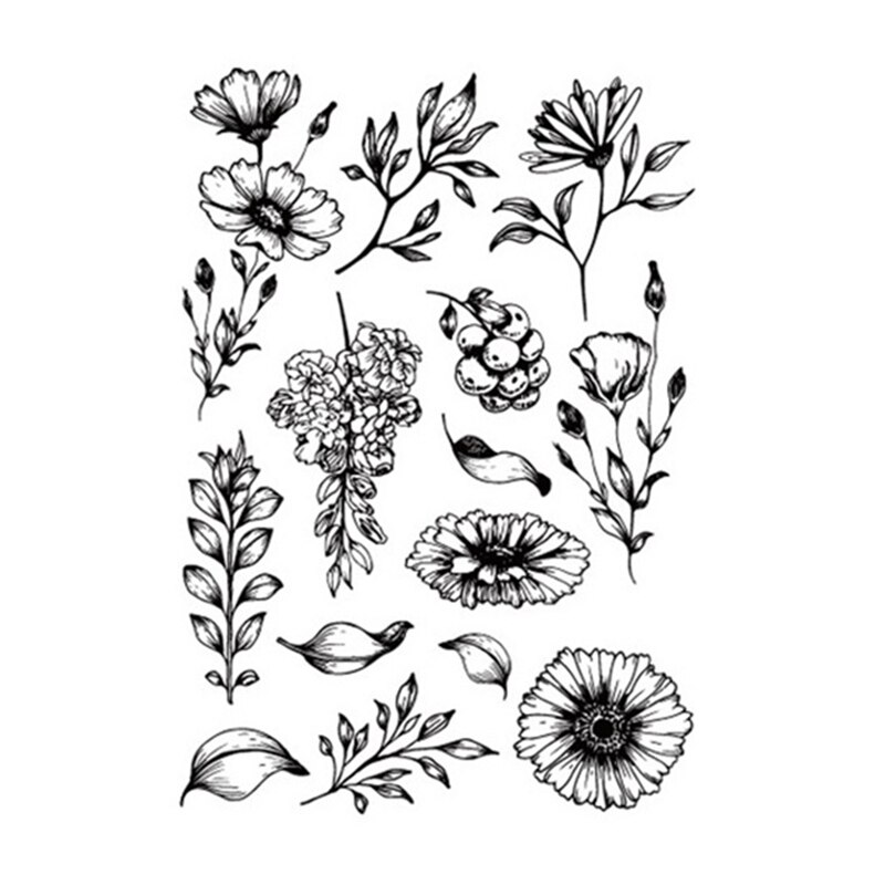 Flower Clear Stamp Leaves Rubber Stamps Transparent Silicone Seal for DIY Scrapbooking Photo Album Decorative Crafts Stamps: SE09