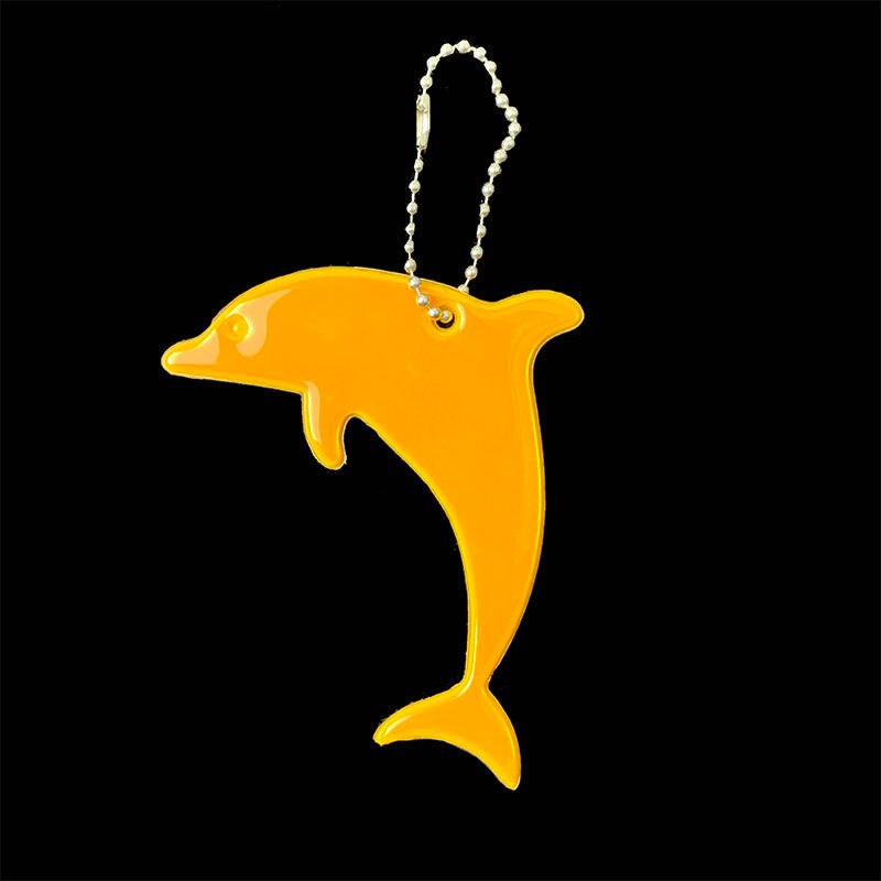 Dolfijn Zachte Pvc Reflecterende Sleutelhangers Auto Sleutelhangers Hanger Charm Bag Accessoires Voor Verkeersveiligheid Gebruik: Orange yellow