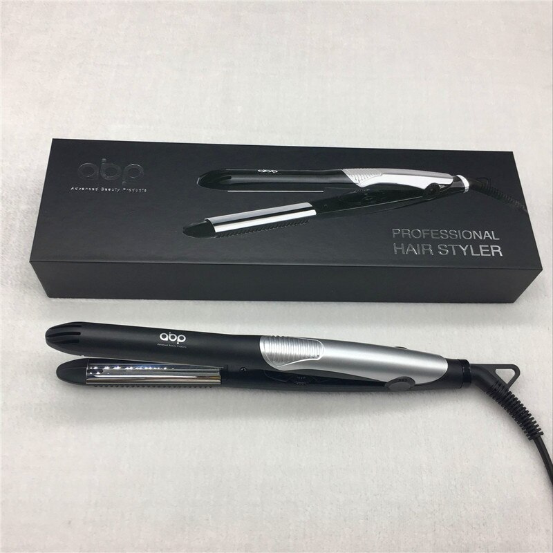 Alisador de pelo en U , plancha de pelo negra, chapado en plata, 2 en 1, enchufe AU/EU/US/UK