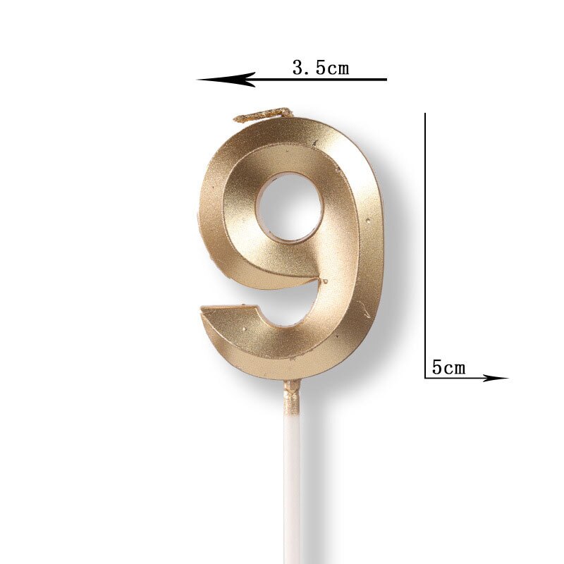 Gold Silver Number Candles Party Cake Topper Candle Kids Baby Birthday Anniversary Party Decoration: gold number 9