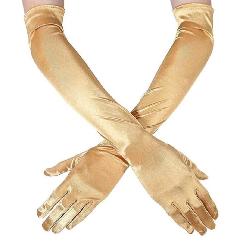 Burgundy Classic Adult Size Long Flapper Evening Party Bridal Dance Opera Length Royal Blue Satin Gloves guantes rosas: gold