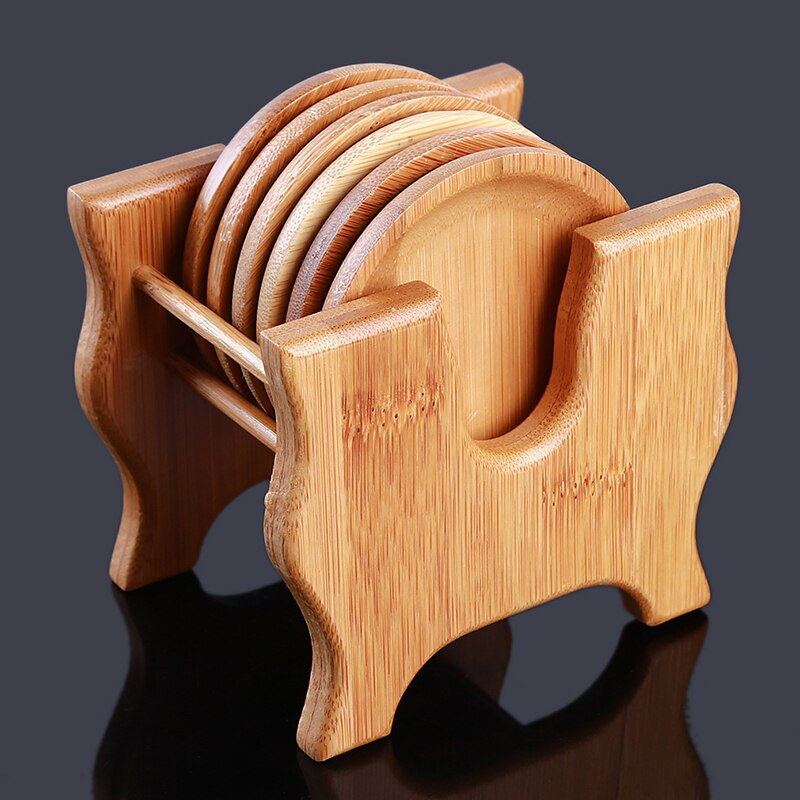 Bamboo Coaster And Holder Set Teacup Coffee Cup Heat Insulation Non-slip Mat Household Office Meeting Room Tea Accessories