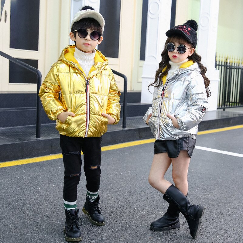 Kinderen Winter Down Jassen Voor Meisjes Kinderen Meisje Zilver Goud Jongens Casual Hooded Bovenkleding & Jas Tiener Parka Kids kleding