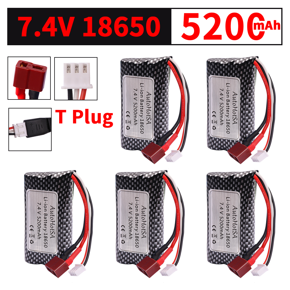 Batterie Li-ion 7.4V 5200mAh 18650 pour Wltoys 10428 /12428/12423 pièces de voiture RC 2s 7.4v batterie pour Wltoys 144001 A959-B A969-B Q46: Or