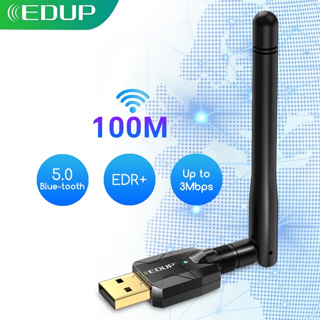 EDUP B3536 Adattatore USB Bluetooth 5.1 Ricevitore EDR Dongle wireless a lungo raggio da 100 M per PC Desktop Win 10/11 Trasferimento rapido dei dati: Default Title